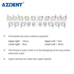 AZDENT Dental Orthodontic Metal Brackets Braces Mini Roth Slot.022 Hooks 3-4-5