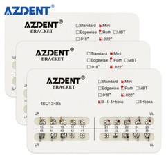 AZDENT Dental Orthodontic Metal Brackets Braces Mini Roth Slot.022 Hooks 3-4-5