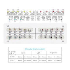 AZDENT Brackets de Ortodoncia Dental Estándar Roth MBT.022/018 con Ganchos 3/345