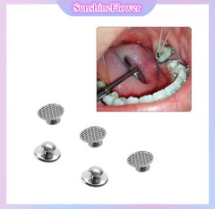 Dental Orthodontic Metal Lingual Buttons Bondable Round Base with Mesh 10Pcs/Kit