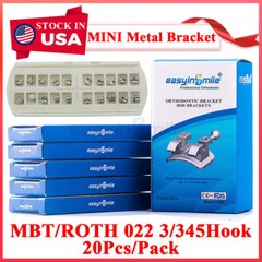 5pack Orthodontic Metal Brackets Dental Mini Braces 022” ROTH/MBT 345hook 【USA】