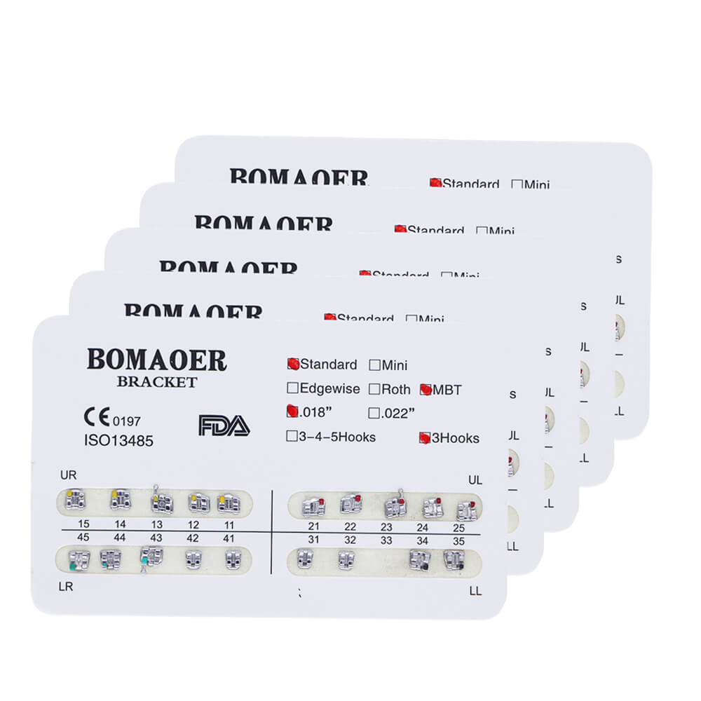 1-100×Dental Orthodontic Bracket Braces Standard MBT 018 3Hooks 20pcs/Pack