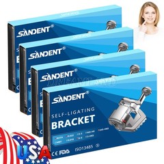 2 packs Dental Orthodontic Self-ligating Brackets Metal Brace Roth 022 345 Hooks
