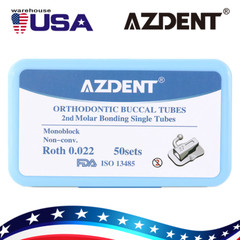 50 Sets AZDENT Dental Orthodontic Buccal Tube 2nd Molar Roth 022 Bondable Tube