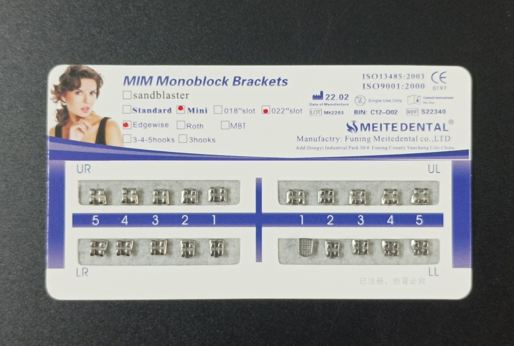 Dental Orthodontic Metal Braces Brackets MIM Mini Edgewise 022 Slot no hooks