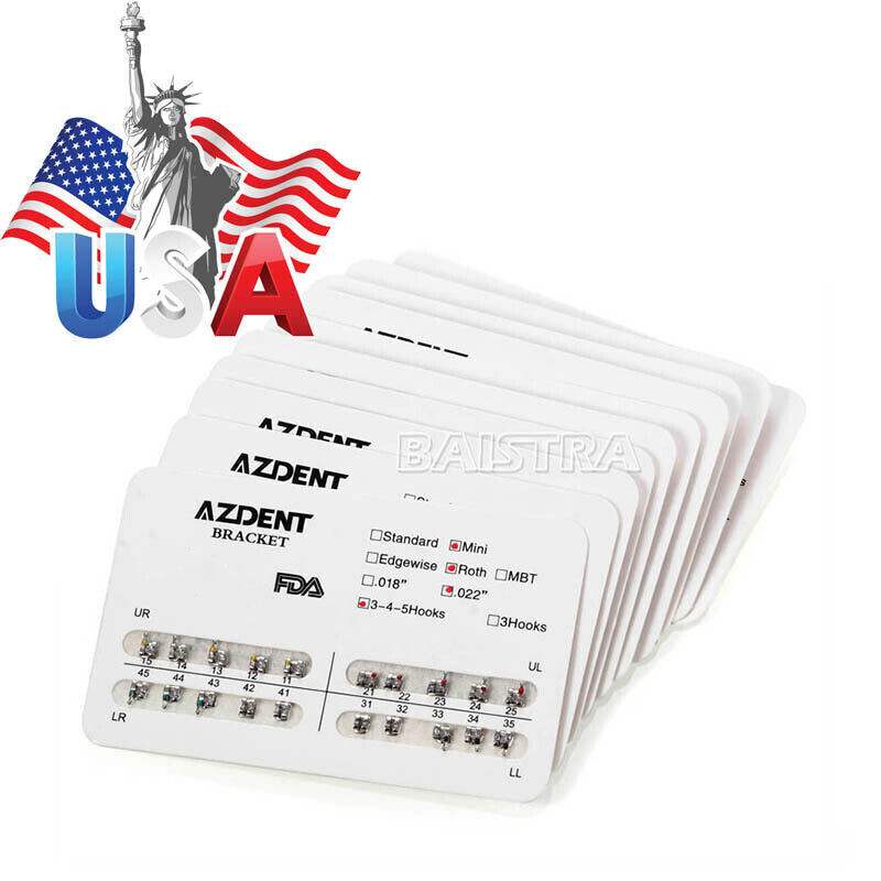 Dental Orthodontic Metal Brackets Braces Mini Roth /MBT 0.022 3-4-5 /3 Hooks AZ