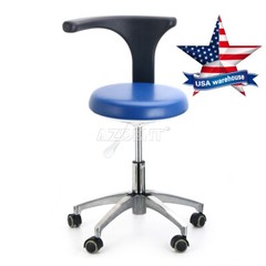 AZDENT Dental Assistant Stool Adjustable Dentist Mobile Chair PU Leather Blue