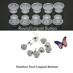 100pcs Dental Ortho Lingual Button Bondable Round/Rectangular Base Ceramic/Metal