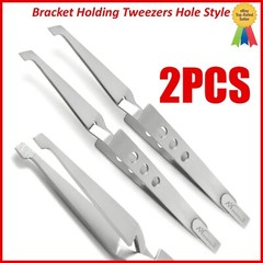 2Pcs Ortho Bracket Holding Tweezers Reverse Action Hole Style Cross Lock Forceps
