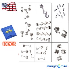 Dental Orthodontic Crimpable Hooks Sliding/Spiral Cross/Double Tube Stops 10Pcs