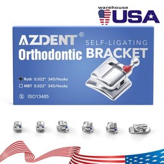 AZDENT Dental Orthodontic Brackets Self Ligating Braces ROTH /MBT 0.022 345 Hook