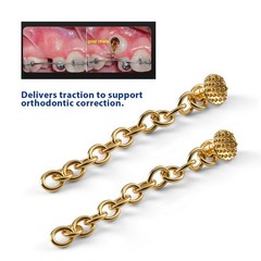 10pcs AZDENT Dental Orthodontic Lingual Button Chain Gold Bondable