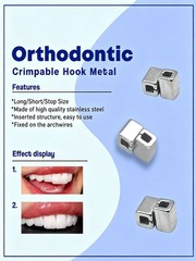 Dental Orthodontic Accessory Crimpable Hook Double Tube/ Cross Type 10pcs/bag