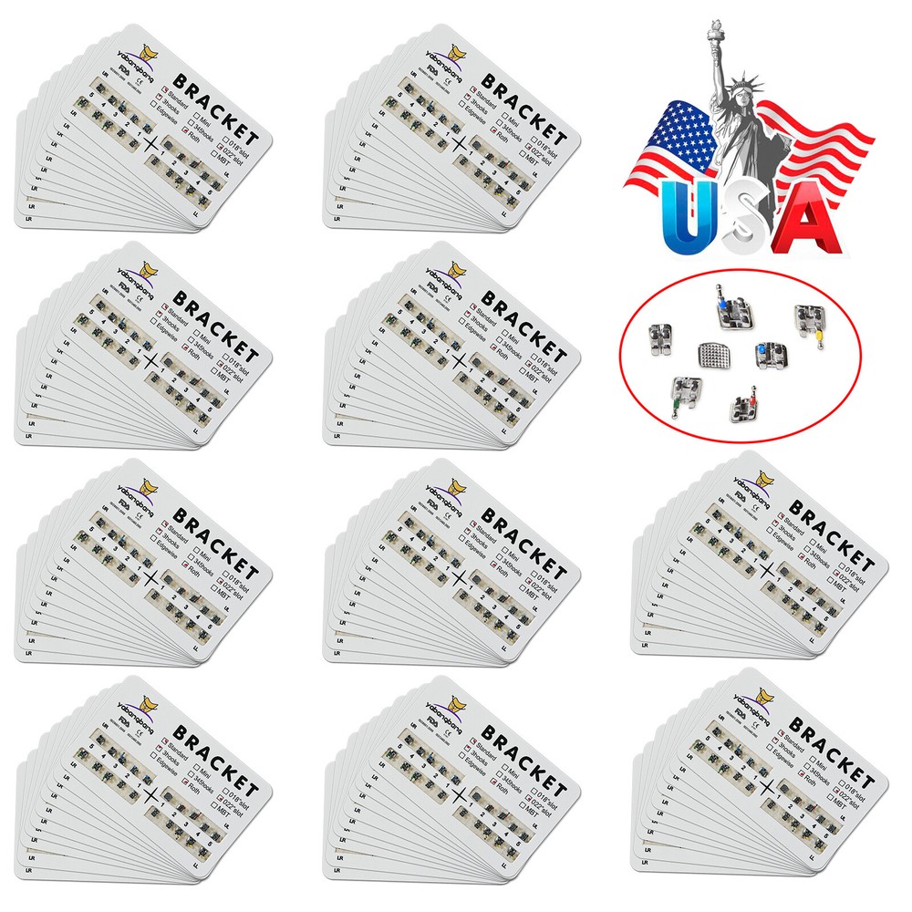 100Packs Dental Ortho Brackets Braces Standard Roth 0.022 Slot 3 hooks