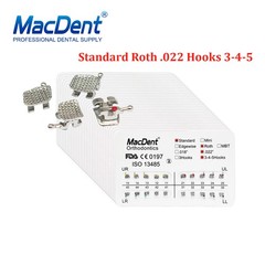 MacDent Dental Orthodontic Brackets Braces Standard Roth.022 Hooks 3-4-5 FDA