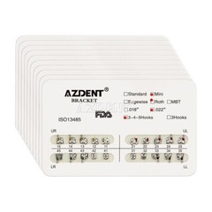 200 Pack AZDENT Dental Orthodontic Bracket Braces Mini Roth Slot.022 Hooks 3-4-5