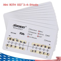 10 packs Dental Orthodontics Brackets Braces Mini Roth.022 3-4-5 Hook 200PCS ty
