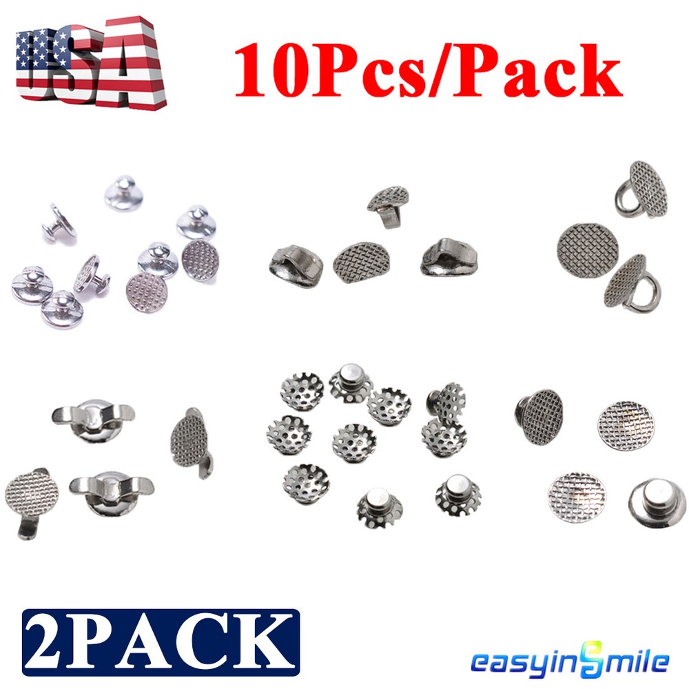 20X Dental Orthodontic Lingual Button Bondable Round/Rectangular Mesh Base split