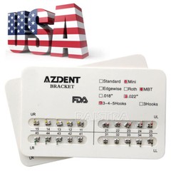 20 X AZDENT Dental Orthodontic Brackets Braces Mini MBT.022 Hooks 3-4-5 Metal