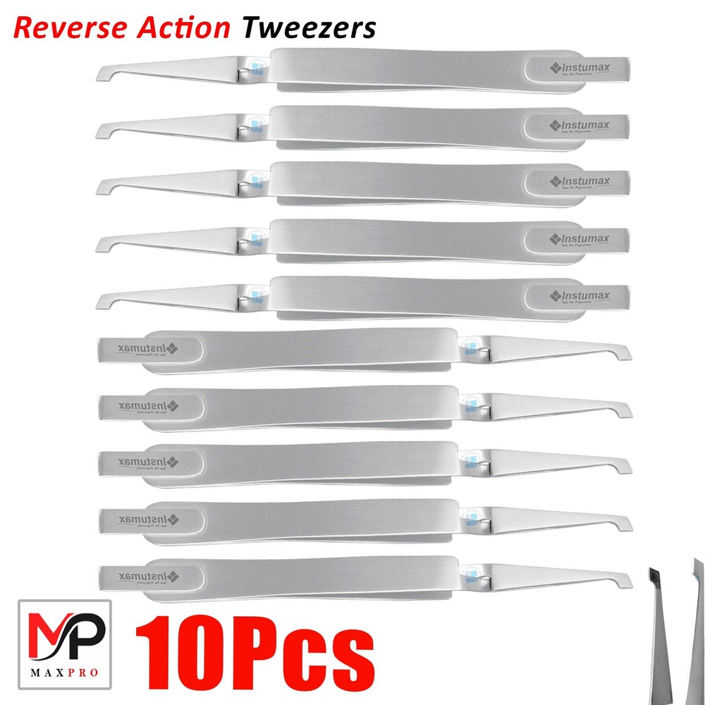 10-Piece Bracket Holder Placer Tweezers Set Square Tip Tweezer for Orthodontics