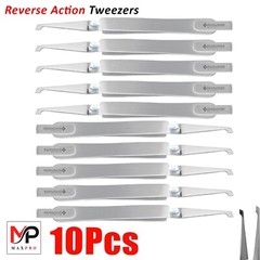 10-Piece Bracket Holder Placer Tweezers Set Square Tip Tweezer for Orthodontics