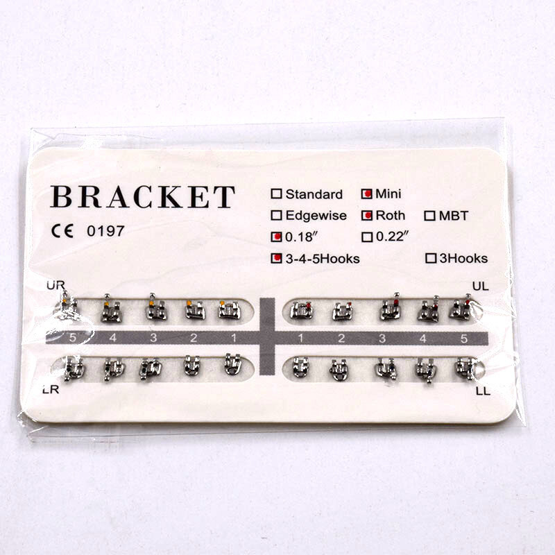 6 Types Dental Orthodontic Brackets Braces Roth Standard/Mini 022/018 3/345 Hook
